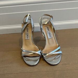 Jimmy Choo Metallic Silver Heels